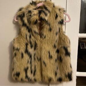 New Directions Animal Print Faux Fur Vest